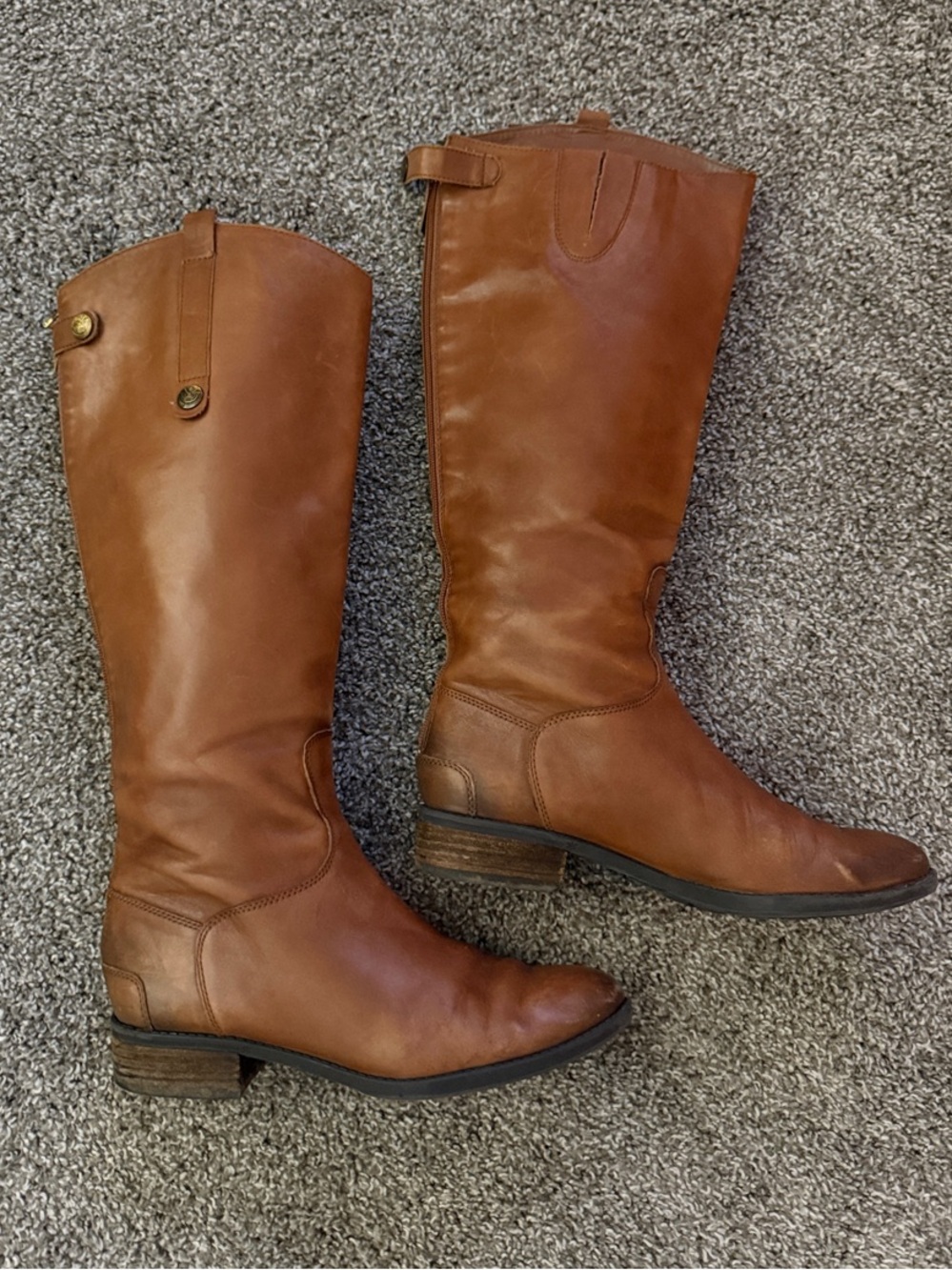 Sam Edelman Penny Size 8M Brown Leather Tall Riding Boots Back Zip